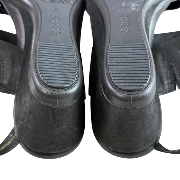 Ecco Touch 45 Strappy Black Leather Wedge Sandals Size 38/ US 7-7.5 - Picture 14 of 16